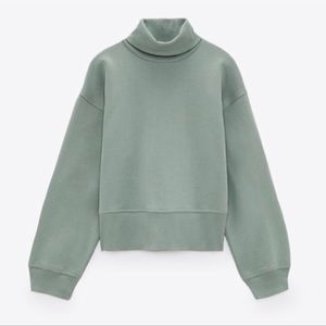 High collar sweater green pastel size S